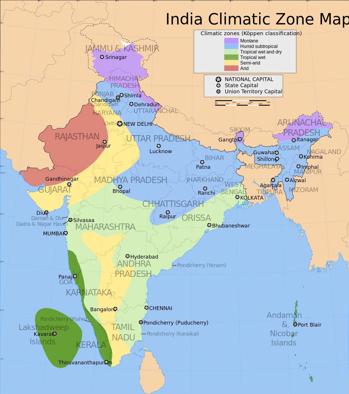 карта температур Индии