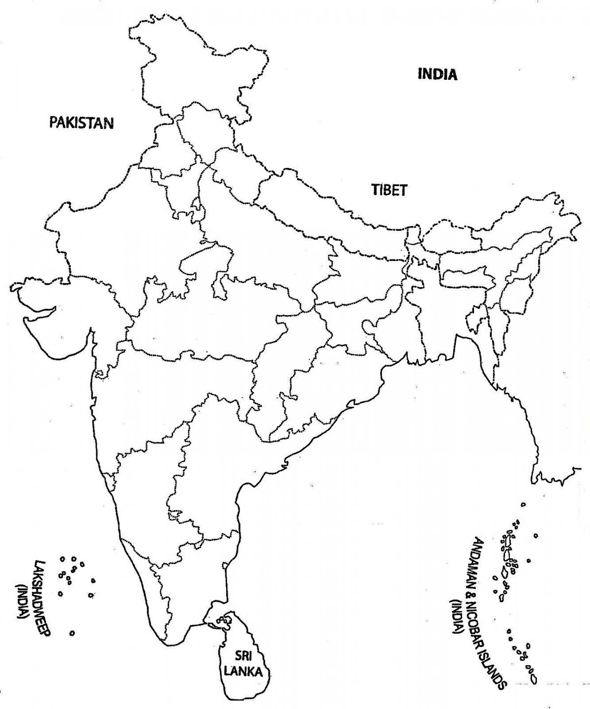 карта контуров Индии