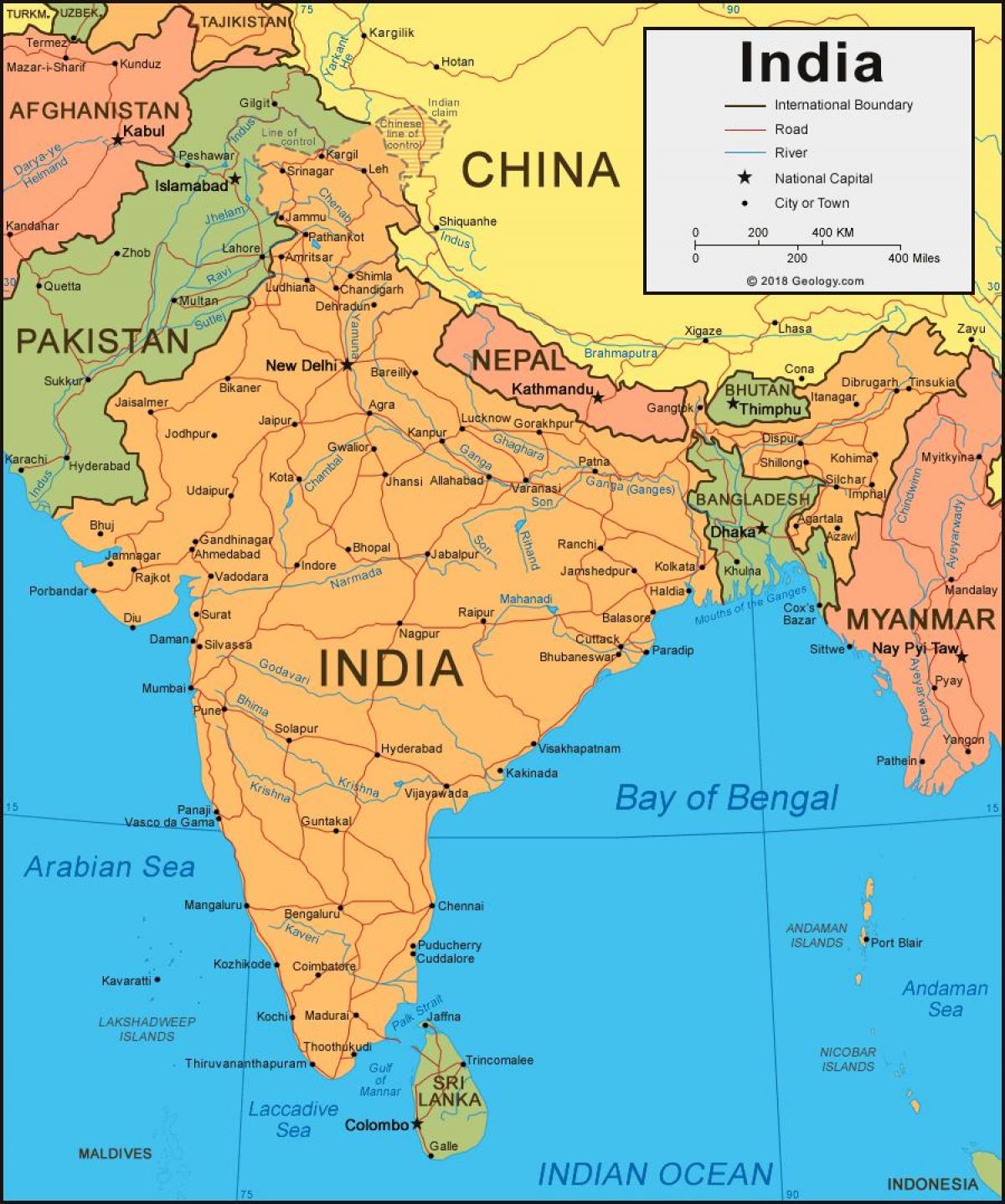 Индия на карте