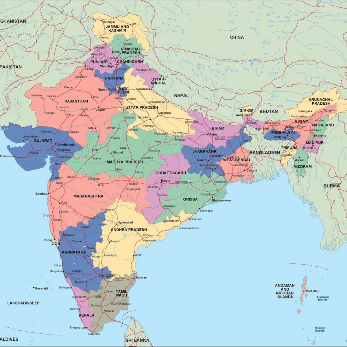 административная карта Индии