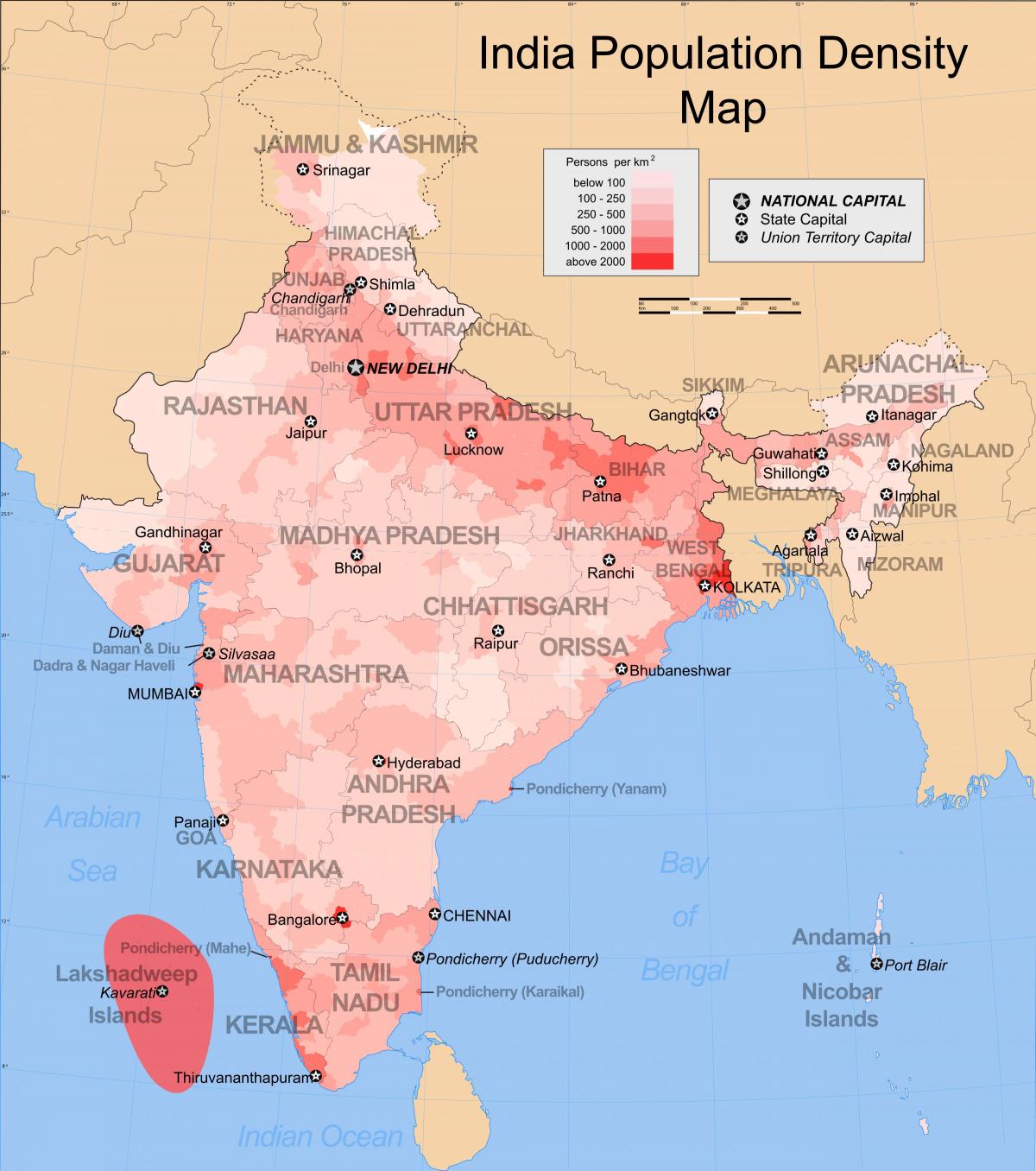 карта плотности Индии