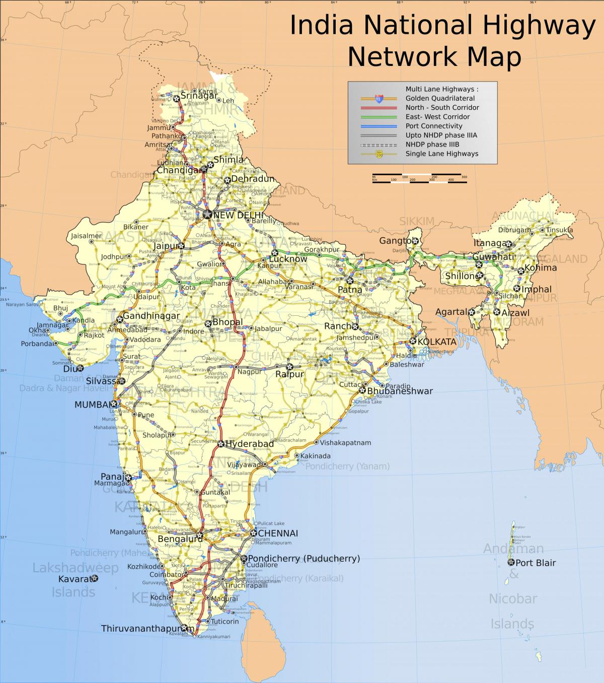 Карта Индии для вождения
