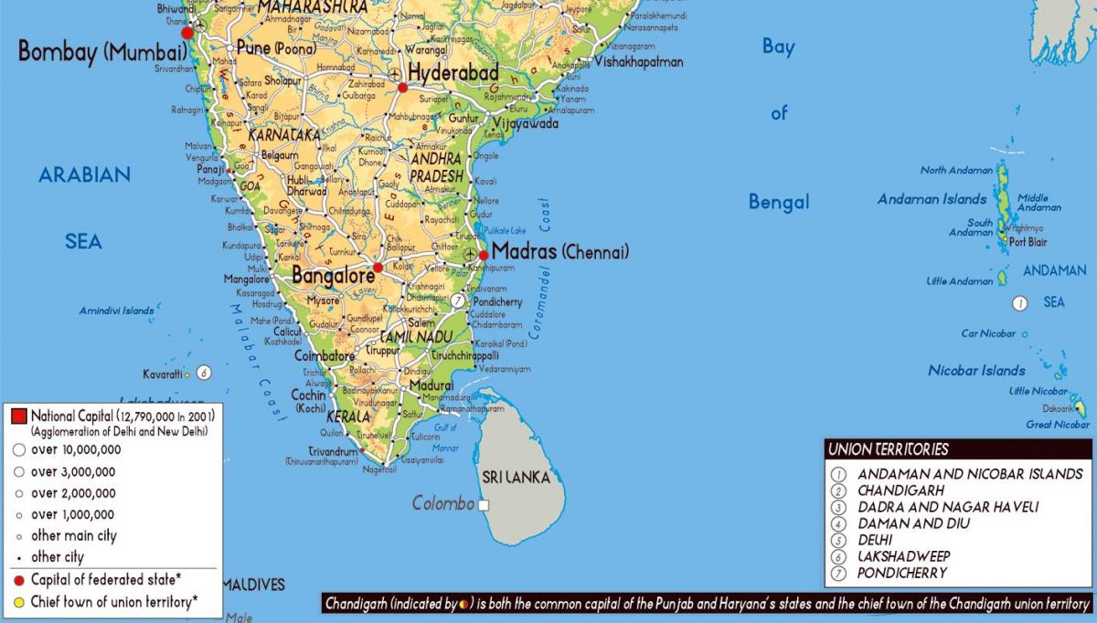карта юга Индии